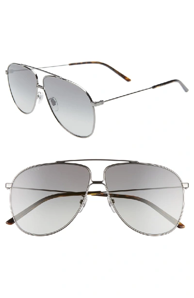 Gucci 63mm Oversize Gradient Aviator Sunglasses In Ruthenium/ Grey