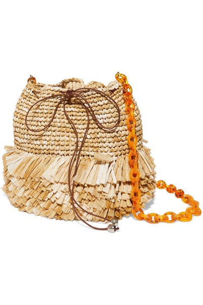 Carolina Santo Domingo Corallina Raffia Bucket Bag In Beige