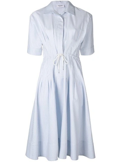 Thom Browne University Stripe Drawstring Dress In Blue