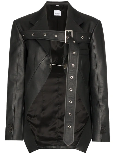 Burberry Zip-front Leather Mini Skirt In Black