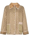 Burberry Monogram-print Quilted-silk Jacket - Neutrals