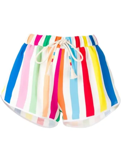 Mira Mikati Rainbow Striped Shorts In White
