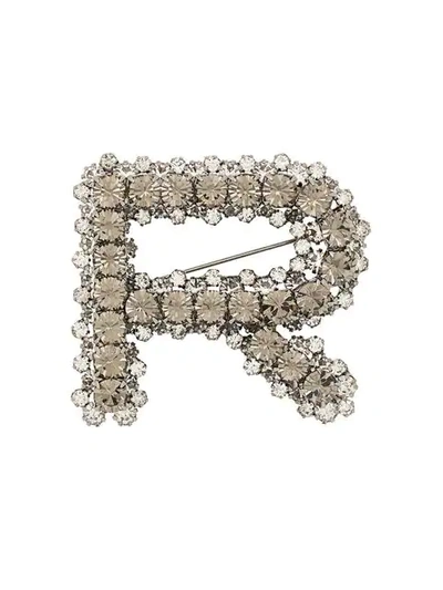 Rochas R Logo Brooch In Metallic