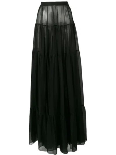 Saint Laurent Maxi Sheer Skirt In 1000 -  Black