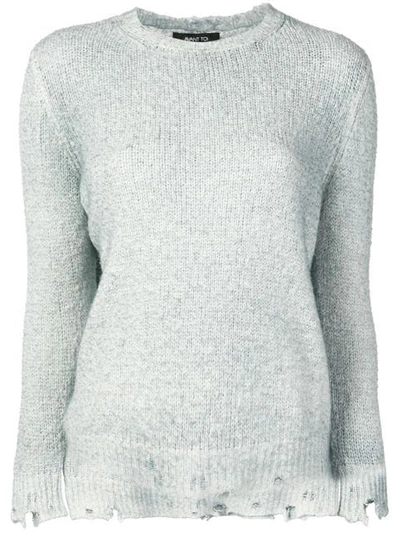 Avant Toi Distressed Brushed Sweater In Grey