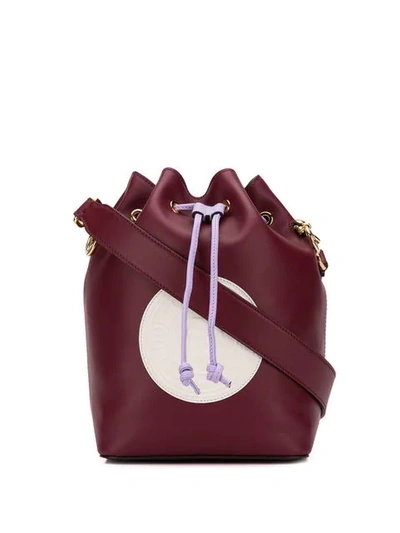 Fendi Embossed Logo Bucket Bag In Red