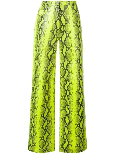 Off-white Neon Snake-effect Leather Straight-leg Pants In 6200 Yellow