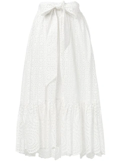 Ulla Johnson Broderie Anglaise Midi Skirt In White