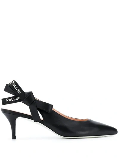 Pollini Slingback Pumps With Logo Taping In Nero