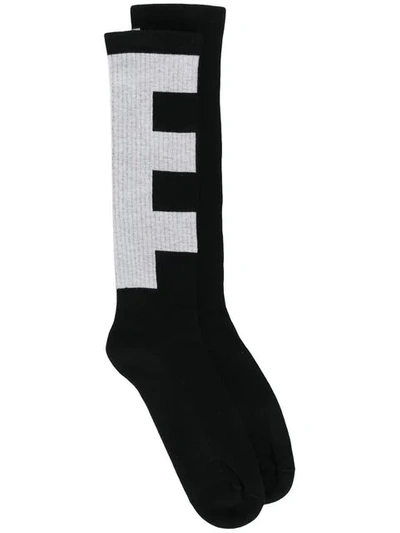 Rick Owens Drkshdw Contrasting Panel Socks In Black