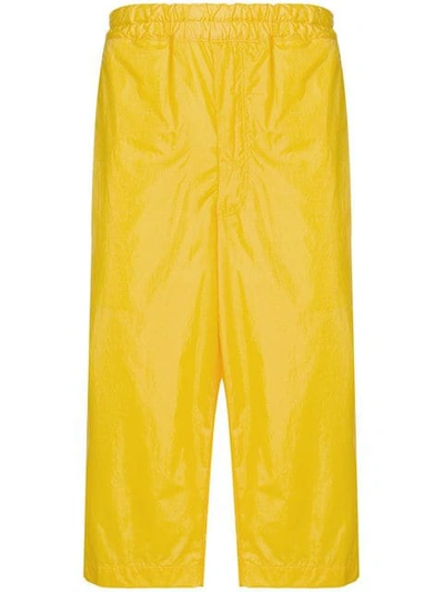 Comme Des Garçons Shirt Side Panel Cropped Trousers In Yellow