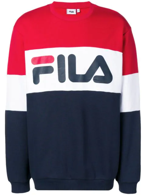 Fila Logo Colour Block Sweatshirt In Red | ModeSens