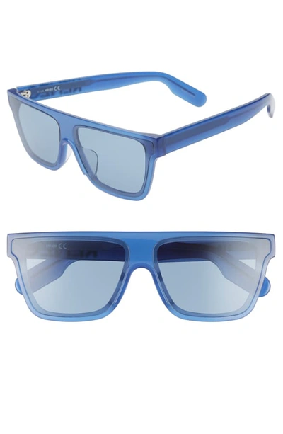 Kenzo 67mm Special Fit Oversize Flat Top Sunglasses In Crystal Blue/ Blue