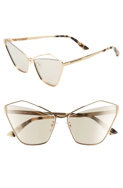 Mcq By Alexander Mcqueen 61mm Cutout Cat Eye Sunglasses In Gold/ Brown