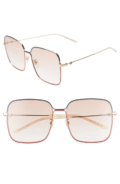 Gucci 60mm Gradient Square Sunglasses In Gold/orange