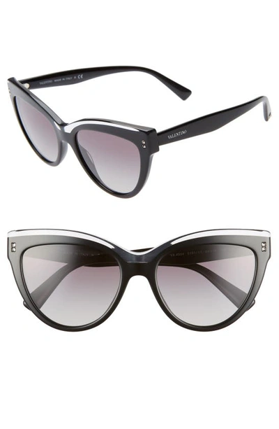 Valentino Rockstud 54mm Cat Eye Sunglasses In Black Crystal