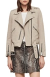 Allsaints Balfern Suede Biker Jacket In Dove Grey