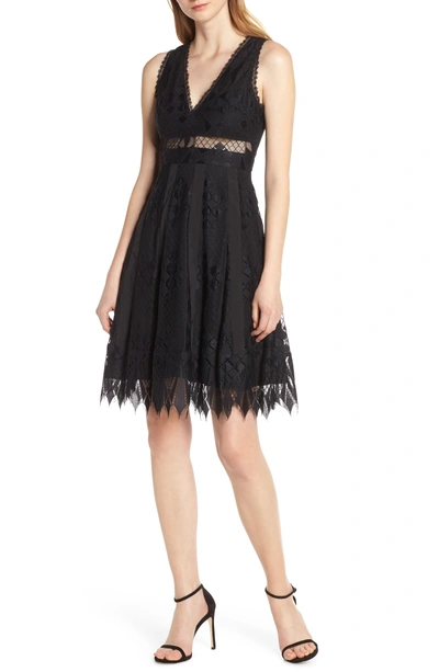 Foxiedox Sabella Lace Fit & Flare Dress In Black