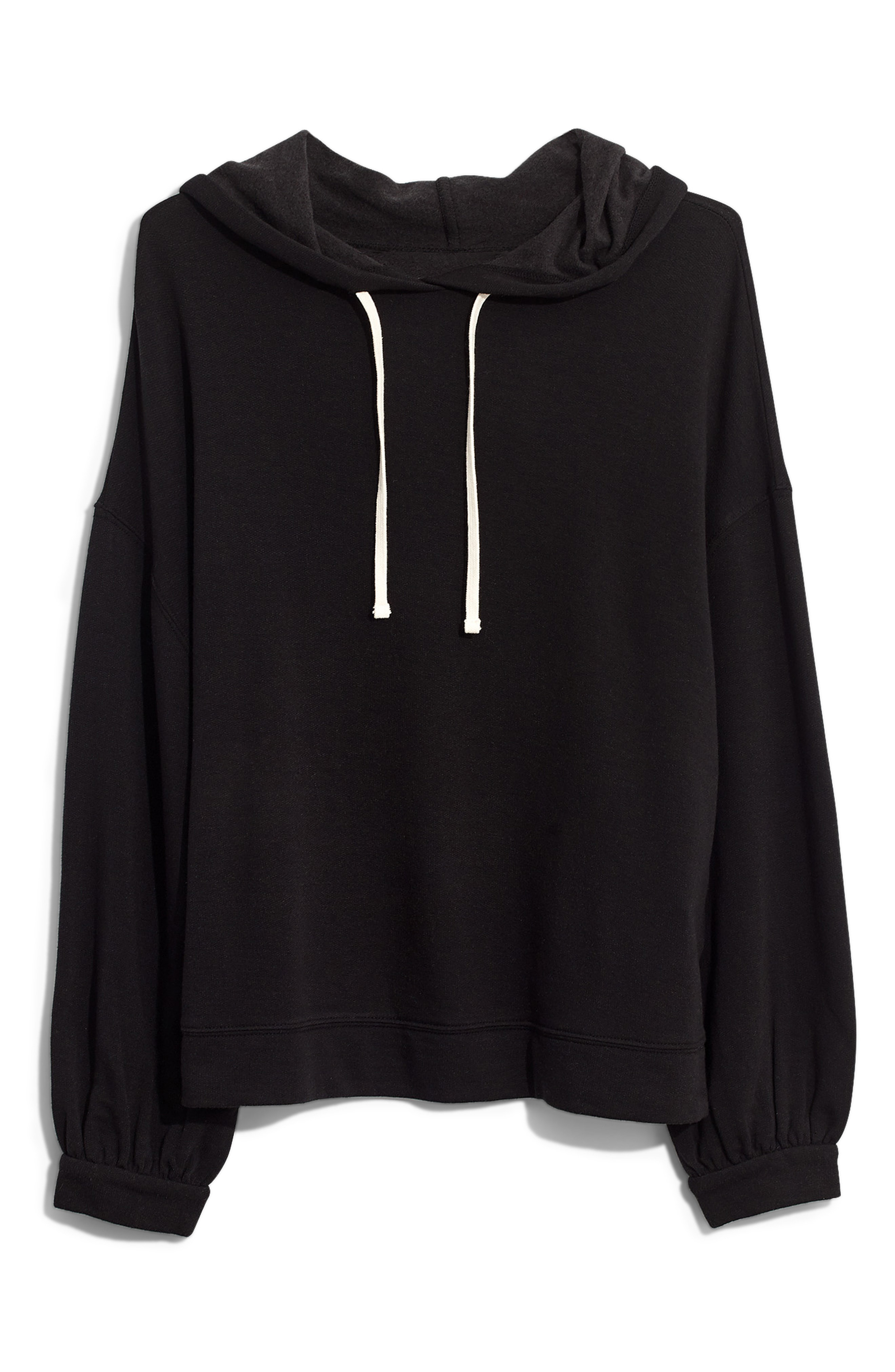 Madewell Bubble Sleeve Hoodie Sweatshirt In True Black ModeSens