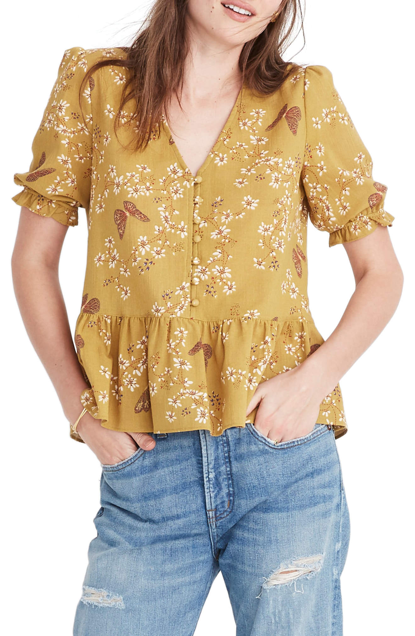 madewell courtyard ruffle hem top