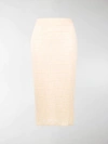 Fendi Ff Motif Detail Ribbed Skirt In Neutrals