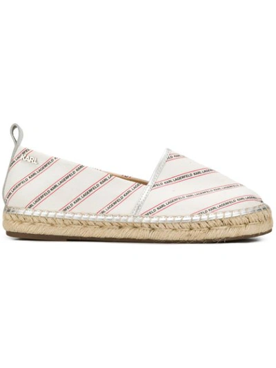 Karl Lagerfeld Kamini Stripe Logo Espadrilles In White