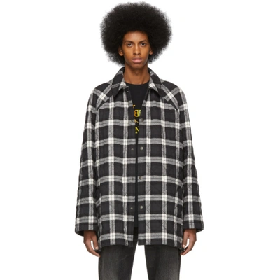 Balenciaga Black And White Flannel Coat In 1070 Blkwht