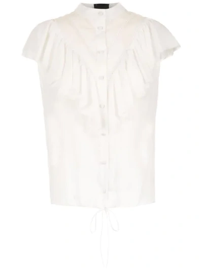 Andrea Bogosian Ruffled Slik Blouse In White