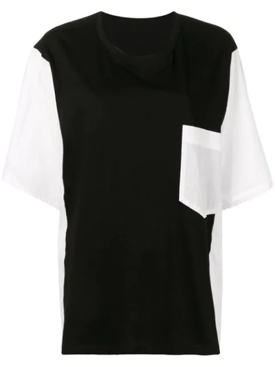 Y's Contrasting Panels T-shirt In Black