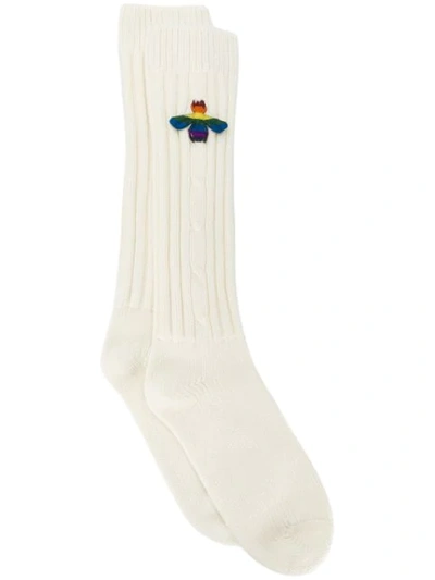 Gucci Rainbow Bee Appliqué Socks In 9200 White