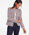 Ann Taylor Petite Tweed Cascade Jacket In Pink Multi