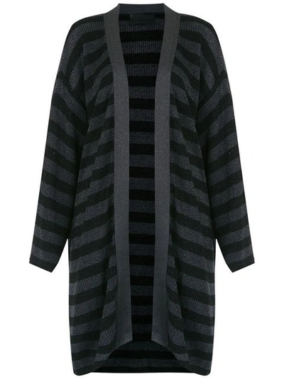 Andrea Bogosian Striped Cardicoat In Black