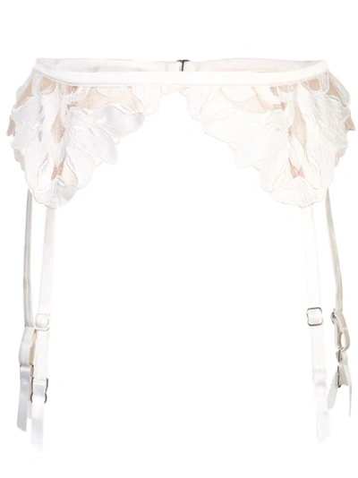 Fleur Du Mal Lily Lace Garter Belt In Ivory