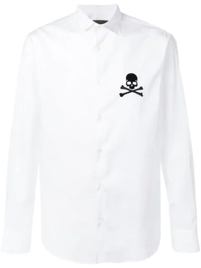 Philipp Plein Embroidered Skull Shirt In White