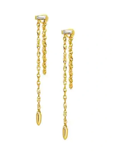 Celara 14k Gold & Diamond Chain Drop Earrings
