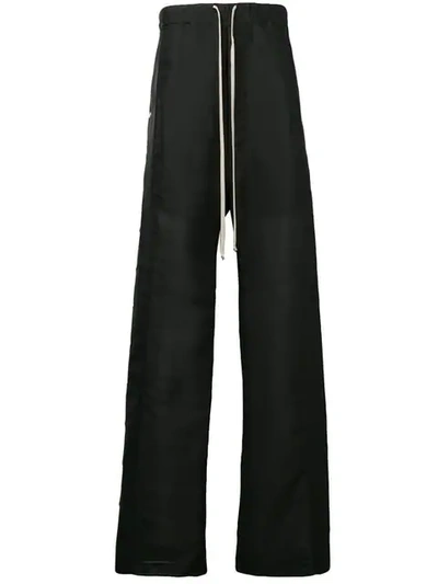 Rick Owens Long Pusher Track Pants In 09 Black