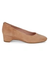 Taryn Rose Babs Waterproof Suede Block-heel Pumps In Doe