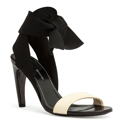 Proenza Schouler Ankle Tie Curved Heel Sandals In Black/white
