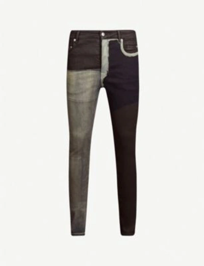 Rick Owens Babel Tyrone Colour-blocked Skinny Jeans In Black