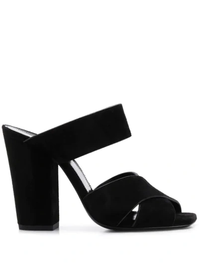 Saint Laurent Jodie Suede Block-heel Sandals In Black