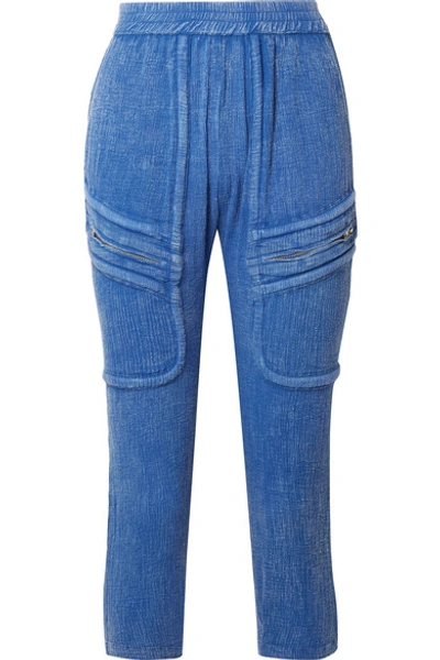 Paradised Playa Cotton-gauze Tapered Pants In Blue