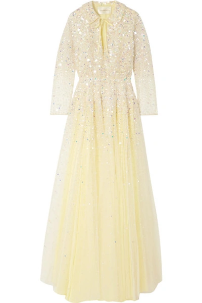 Stine Goya Lenka Sequinned Tulle Gown In Yellow | ModeSens