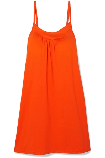 Hanro Lotta Gathered Mercerized Cotton Mini Dress In Orange
