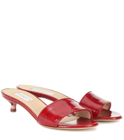 Gabriela Hearst Garcia Glossed Cork-effect Leather Mules In Red