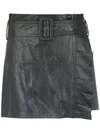 Andrea Bogosian Belted Leather Skirt - Black