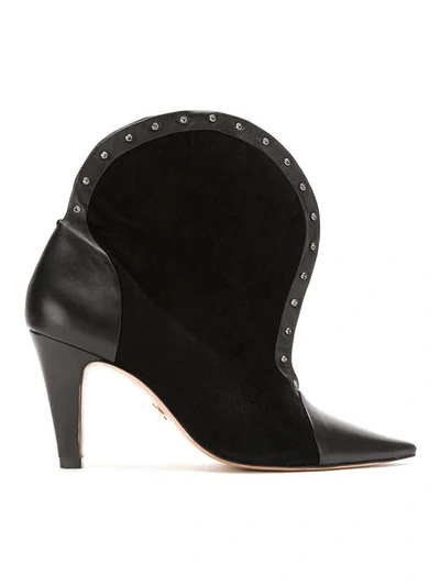 Andrea Bogosian Embellished Asymmetric Boots In Black