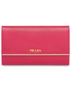 Prada Logo-plaque Flap Wallet In Red