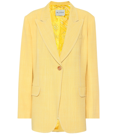 Etro Single-breasted Blazer In Yellow