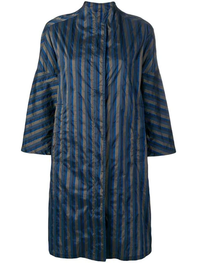 Aspesi Striped Navy Coat In Blue