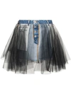 Ben Taverniti Unravel Project Layered Mini Skirt In Blue